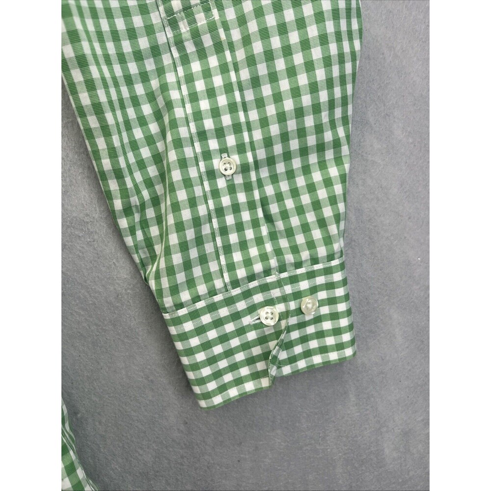 Brooks Brothers 346 Shirt Mens 16.5 -2/3 Button Up Green Check Non Iron Cotton - Picture 6 of 10
